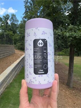 Iris Slim Can Cooler 12 Oz HydroJug HJ Floral Lavender Print, HTF colorway